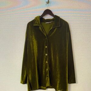 Olive Green Velvet Women's Top
